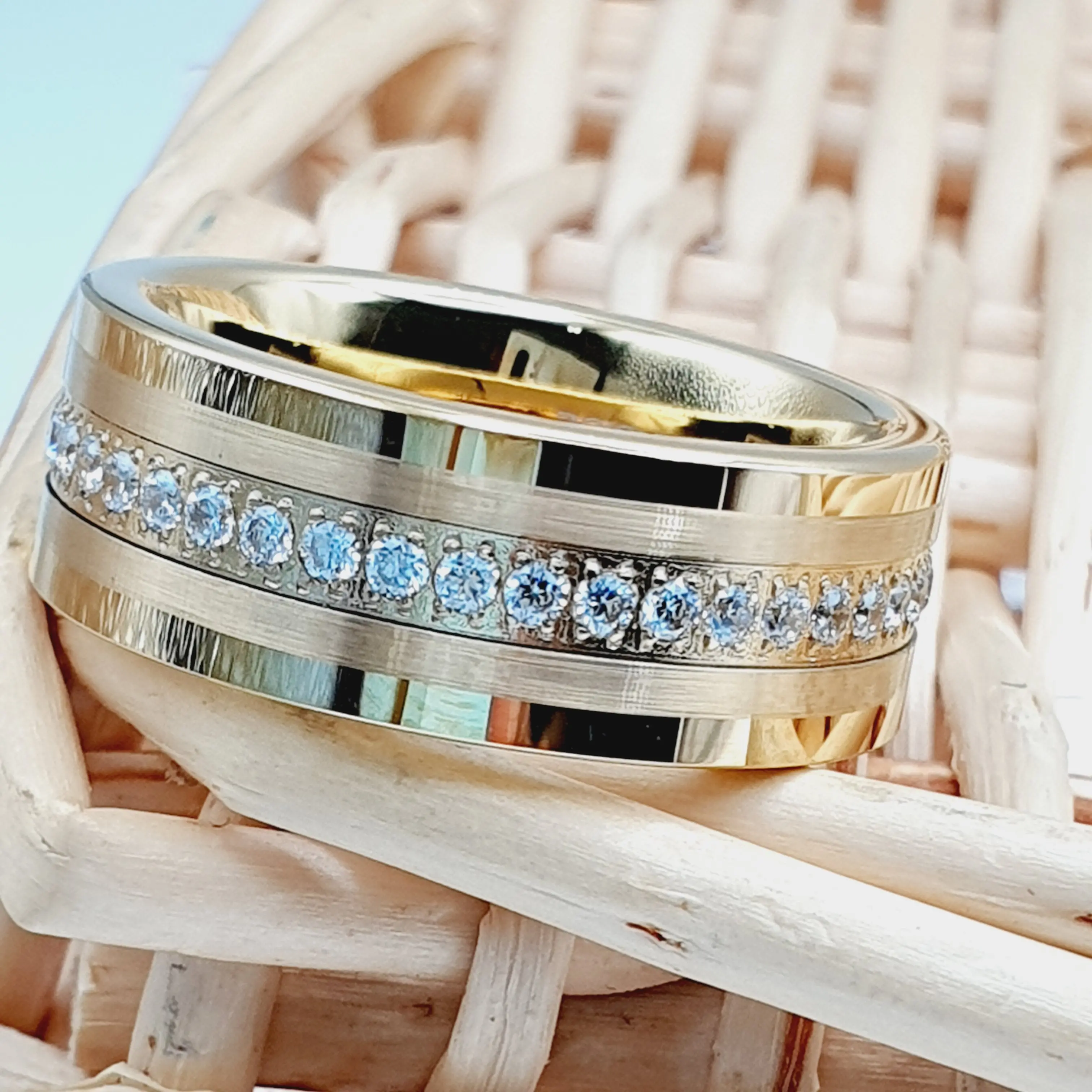Yellow Gold Tungsten Wedding Band for Men - 8mm Width, Anniversary Band