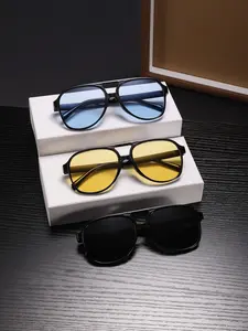 3pcs Men's Casual High-Quality Double Bridge Pilot Sunglasses, Trendy Durable UV 100 Protection, Lightweight Outdoor Fashion Accessories