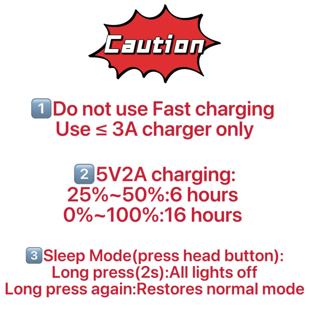 Caution: Do not use fast charging.