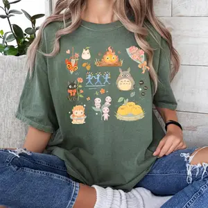 Comfort Colors Vintage Studio Ghibli Inspired Shirt, Spirited Away Shirt, Hayao Miyazaki, Howls Moving Castle, Totoro Shirt, Calcifer, Anime Fan
