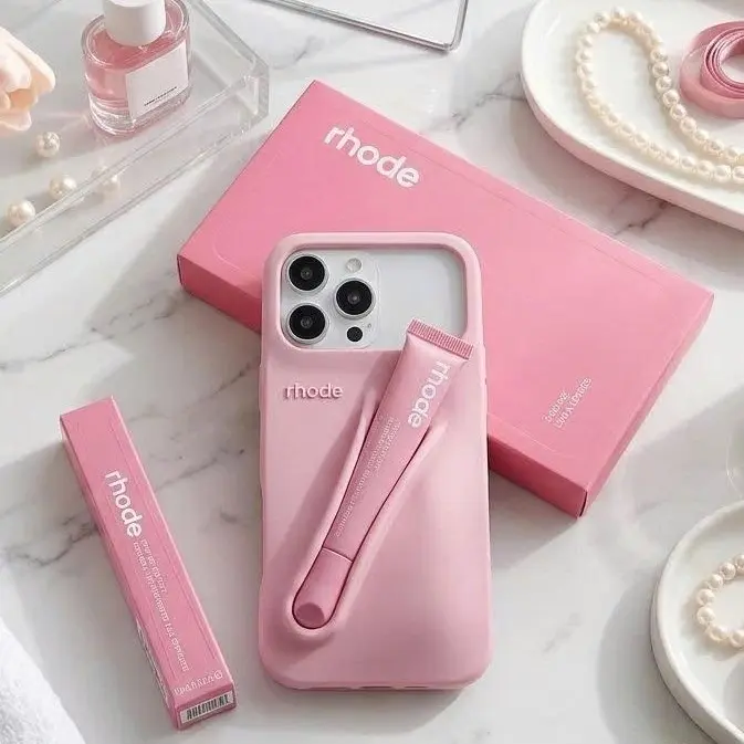 Rhode Case Lip Tint Silicone Phone Case + Lip Gloss Rhode Lip for iPhone 11–17 Shockproof design, smooth lipstick application| Fashionable protective nutrients, convenient for daily use