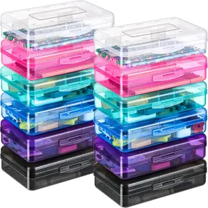 24 Pack Pencil Boxes for School Clear Plastic Pencil Case Large Plastic Crayon Box Bulk Stackable Classroom Stationery Organizer School Supplies(Multicolor)