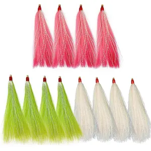 Fishing Bucktail Teasers,12pcs Saltwater Fishing Lures DIY Bucktail Teaser Tails Skirts for Flounder Striped Bass Bluefish Sea Bass Surf Fishing Bottom Fishing Rig Accessories