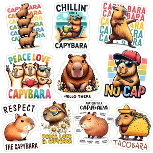 Capybara Stickers, Ten Vinyl Stickers Supporting Capybara, Great Capybara Gift, Decorative Capybara Stickers
