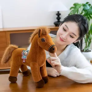 Simulation Standing Foal Plush Doll Saddle Fluffy Tail Pony Plush Toys 20/25/30cm PP Cotton Cartoon Horse Stuffed Toy