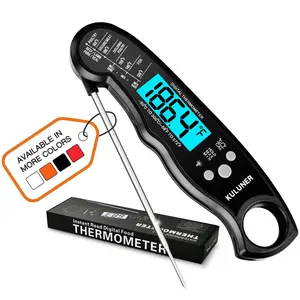 TP-01 Waterproof Digital Instant Read Meat Thermometer with 4.6 Folding Probe Backlight Calibration Function for Cooking Food Candy, BBQ Grill, Liquids,Beef(Black)