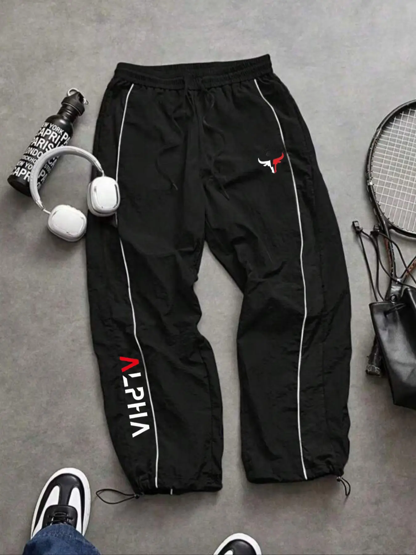 Men's Spring Summer Fashion Casual Sports Pants, Unique Bull Head Print, Taslon Fabric, Comfortable Breathable, Perfect for Daily Wear, Outdoor Sports Pants, Breathable Activewear Bottoms, Jogging Pants, Breathable Athletic Bottoms