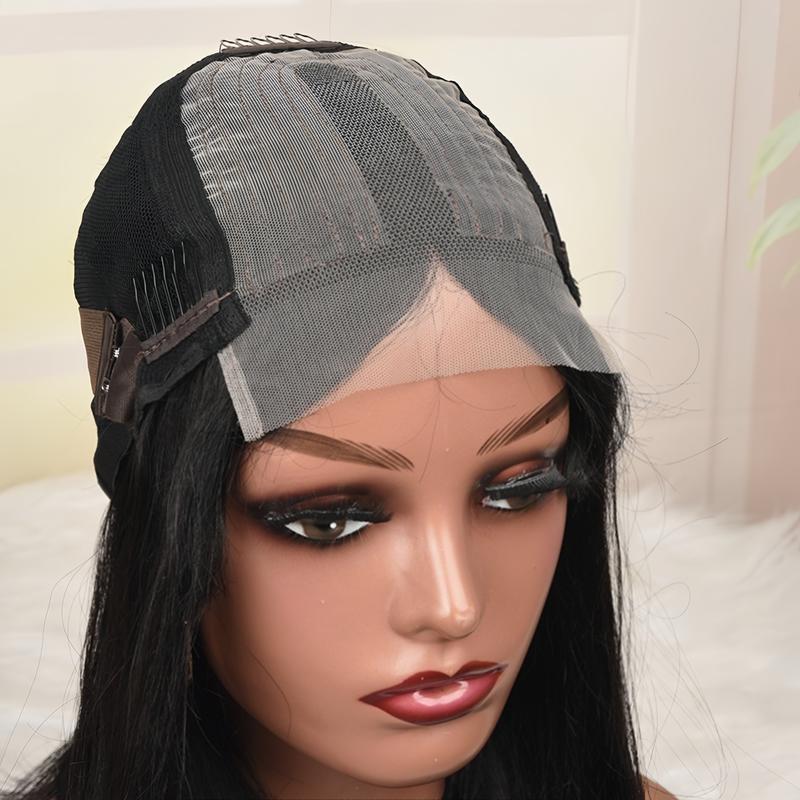 Glueless Straight Bob Wig Human Hair 4x1 Transparent Lace Natural Black for Women Bob Wig with Bangs Human Hair 180% Density Ready to Go Glueless Human Hair Wigs For Women