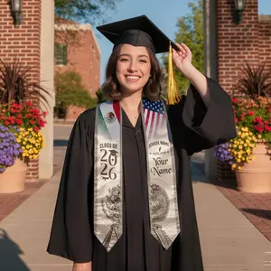 Custom Mexican Graduation Stole, Mexican Flag Graduation Sash 2026, Mexico Pattern Stole, Custom Name & School Sash Senior Graduation Gift