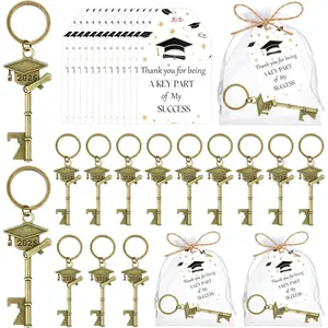 50 Sets Graduation Party Favors for Guests Class of 2026 Graduation Bottle Opener Keychains with Thank You Cards Organza Bags College Celebration Graduation Ceremony Party Souvenirs Supplies (Cap)