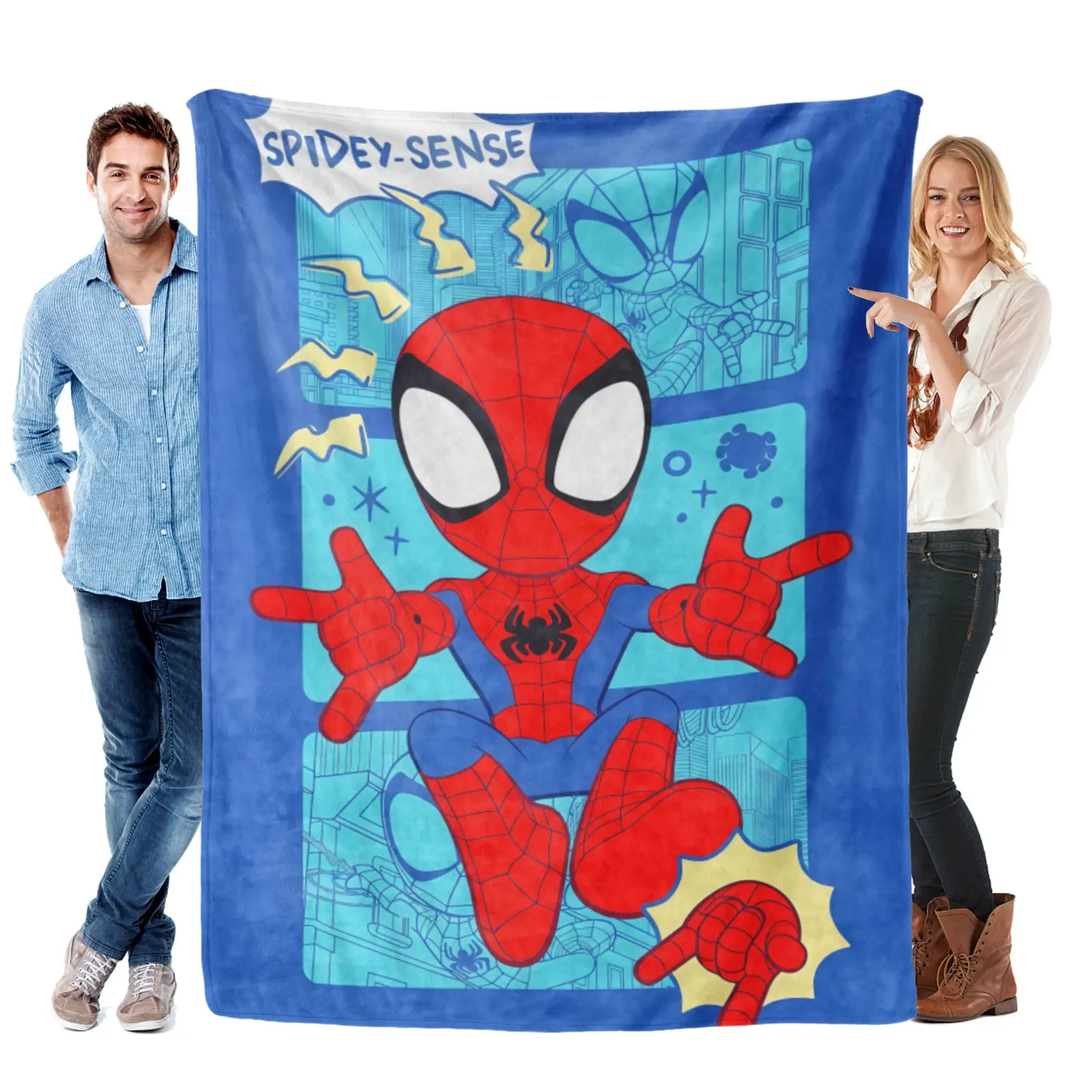 [SummerVibes] Marvel Spider Man Flannel Blanket, Large Ultra Soft Throw, Lightweight, Perfect For Cool Summer Nights