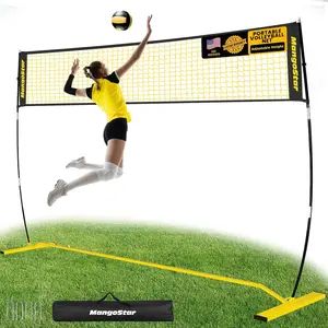 Volleyball Net, 12FT Portable Volleyball Net for Backyard Beach, Adjustable Height, Freestanding Volleyball Net with Carry Bag for Indoor&Outdoor, Professional Net for Hitting&Serving