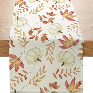 Thanksgiving Table Runner, Autumn Pumpkin Festival Decorative Tablecloth, Perfect for Holiday Dining, Festive Kitchen Accessory
