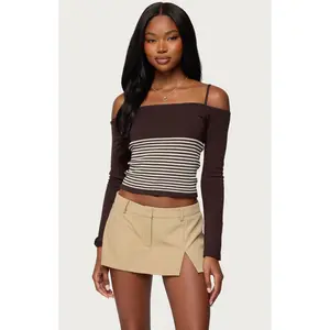 Edikted Women's Darya Striped Off Shoulder Knit Top