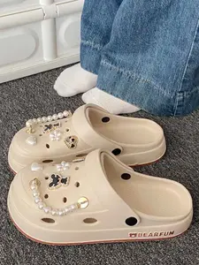 Korean Style Women's Thick Sole Sandals, Eva Lightweight Comfortable, Casual Above Ankle Shoes, All Seasons, Beach & Home Wear, Summer Slippers, Thick Soled Slippers