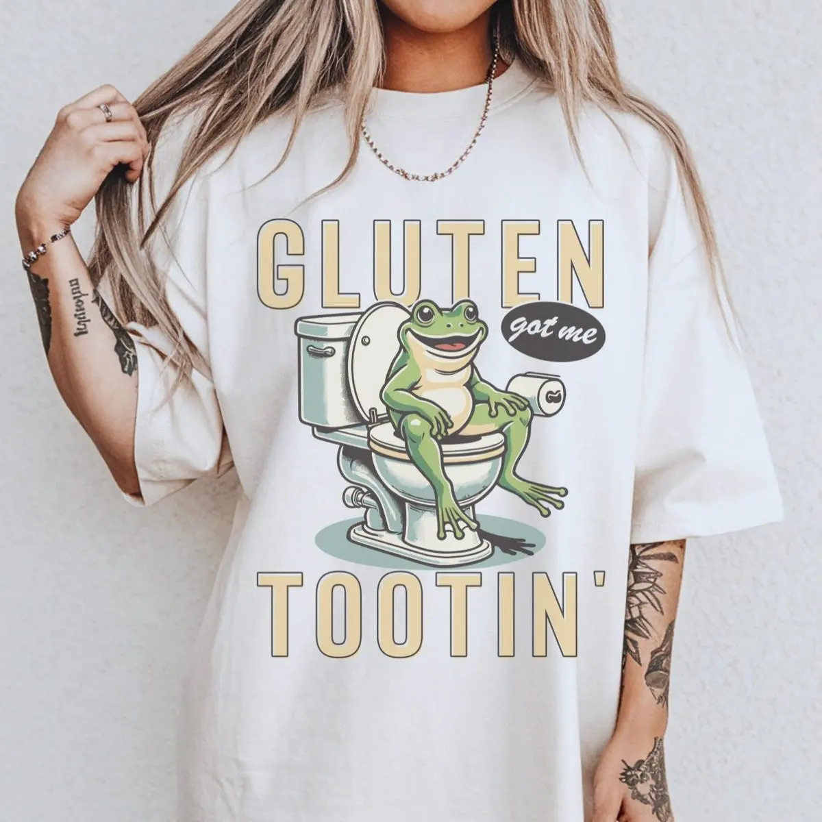 Gluten Got Me Tootin Graphic Tee Shirt for Women, gluten shirt, trendy, funny shirt, gluten free, brunch shirt, gluten shirt, celiac shirt