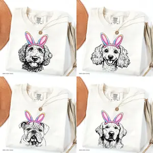 Comfort Colors Easter Dog T-Shirt, Cute Dog Breeds in Festive Easter Design, Funny Holiday Graphic Tee, Unisex Crewneck Shirt for Men and Women, Spring Celebration Outfit, Gift for Dog Lovers - AMBER