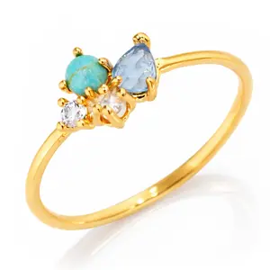 Turquoise & Glass Cluster Ring