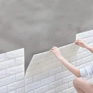 3D Brick Pattern Wall Sticker, Self-adhesive Foam Wallpaper, Realistic Natural Texture Wall Decal, Wall Decor for Home Living Room Bedroom Bathroom