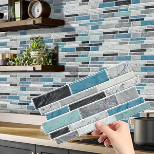 Mosaic Self-adhesive Tile Sticker, Marble Pattern Sticker, Striped Marble Vinyl Bathroom Kitchen Home Decor, Kitchen Bathroom Decoration, DIY Seamless Splicing Sticker
