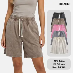 Holafish Acid Wash Short 98% Cotton 2% Polyester Stylish Comfortable Unisex Casual Wear Bottoms for Men Women Trendy Fashion