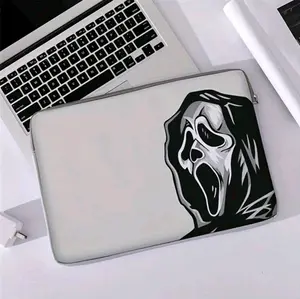 Ghostface Scream Horror Laptop Sleeve - Black and Grey Design, Ideal for Gaming and Computing, Lightweight and Compact