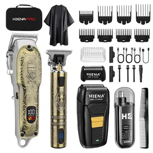 Professional Hair Clipper & Cordless Barber Clipper Set, 1 Set Rechargeable Trimmer Set & Facial Grooming Tool Kit, Ear, Nose Hair Trimmer Set, Cordless Clippers Set, Gifts for Men