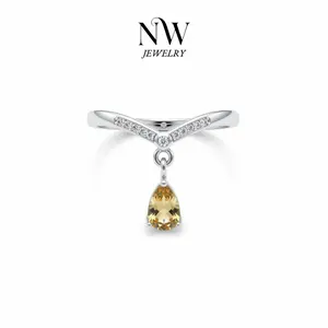 Natural Citrine Ring Movable Pendant Modern Elegance Defined Adjustable Fit Christmas Gift Handcrafted Elegant Movement