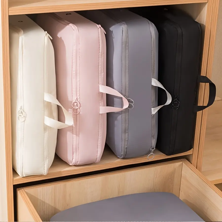 2pcs Heavy Duty Space Saving Compression Bags,Self-Compressing Storage Bag, Large Capacity Portable Packing Solution with Hand Carry Handle, Dustproof Moisture-Proof Quilt Clothes Luggage Moving Packing Organizer for Travel, Bedding