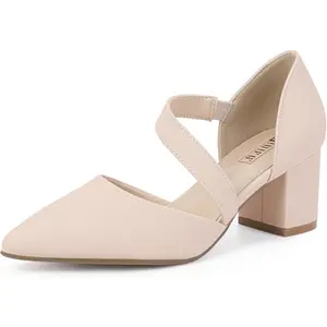 Women's Pumps Closed Toe Strappy Heels Low Block Chunky Heels Dressy Wedding Bride Prom Business Dress Shoes for Women Comfortable Formal Pointed Toe Short HeelsGift