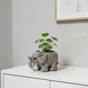 Charming Elephant Succulent Plant Pot, Resin Handmade Flower Pot, Textured Design, Lightweight Durable, Indoor Outdoor Decoration