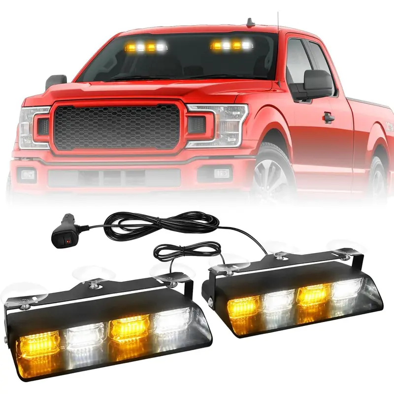 AUXITO 72W Amber/White LED Strobe Light Bar – 18 Flash Patterns, Waterproof, 12-24V, For Trucks & Trailers
