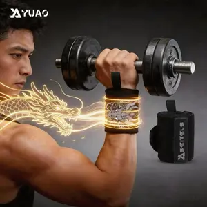 Pair of Dragon Pattern Sports Wrist Guards, Thickened Pressure Anti-Sprain Bracelets, Gym Strength Training Essential Gear, Wrist Support Elastic Sport Band, Durable Elastic Bands