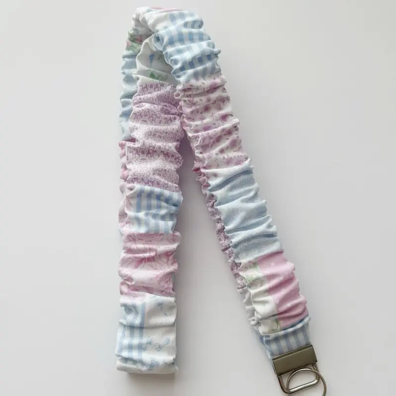 Scrunchie Lanyard Keychain - Badge Holder Lanyard with Pastel Patchwork Design