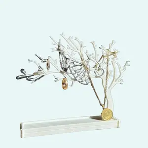 Marble White Jewelry Hanger - Windblown Tree Design | Elegant Organizer for Necklaces, Bracelets & Earrings Gift Racks