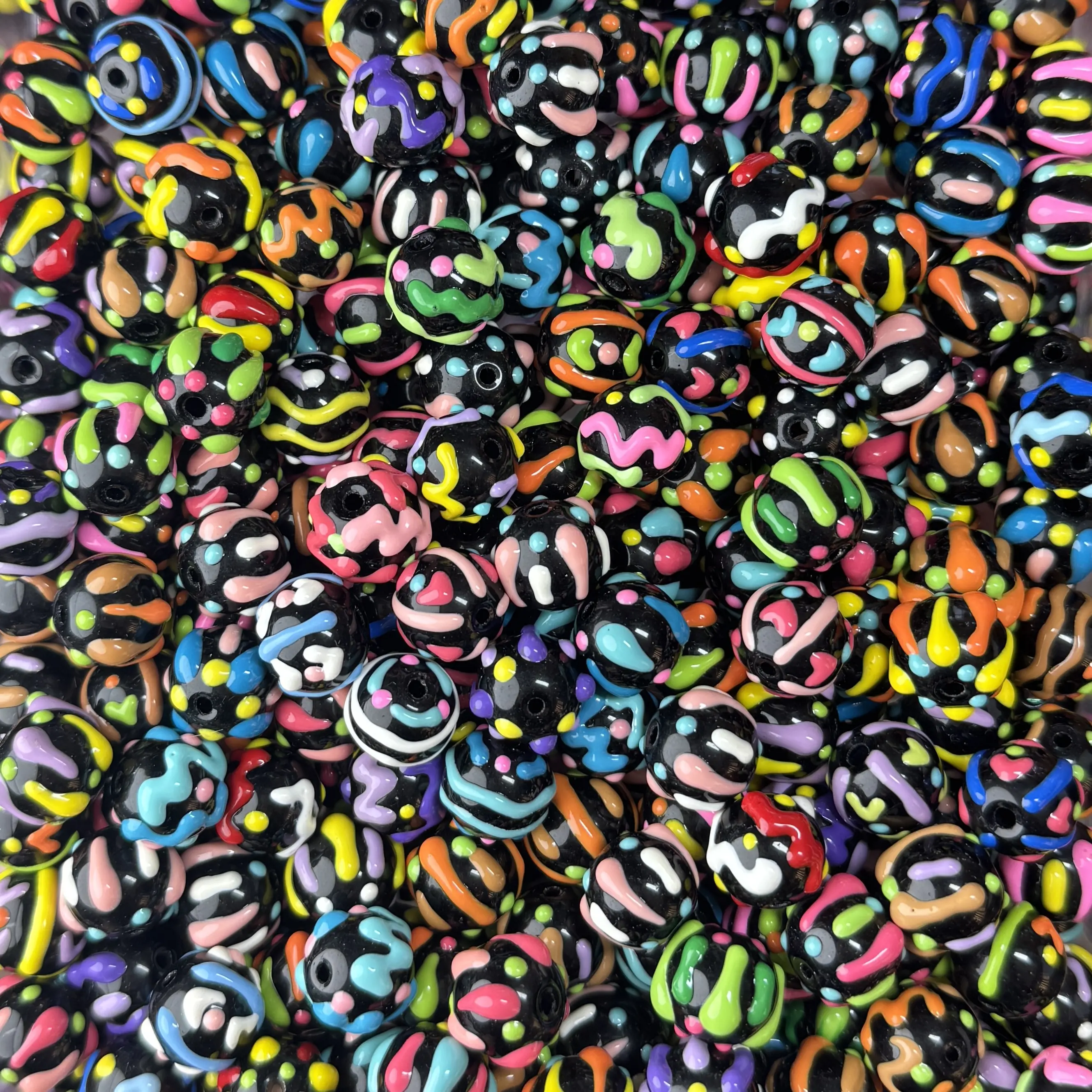 Colorful Hand-Painted Loose Beads For Jewelry Making DIY Craft Decorations Beadable Pen Phone Chain Keyring Supplies Earrings Bracelet Necklace Accessories Home Decor Charms