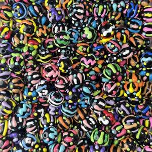 Colorful Hand-Painted Loose Beads For Jewelry Making DIY Craft Decorations Beadable Pen Phone Chain Keyring Supplies Earrings Bracelet Necklace Accessories Home Decor Charms