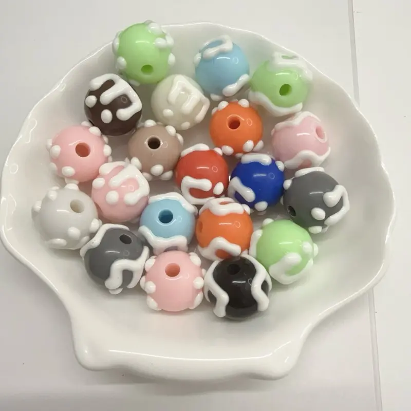 hand-painted acrylic beads for DIY.fit pens and keychain.10pcs
