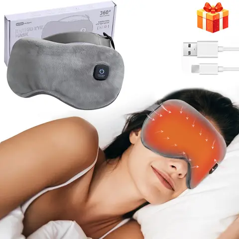 Electric Heated Sleep Eye Mask, 3 Temperature Settings, 15-Minute Timer, Wireless Eye Warmth, Rechargeable Heated Eye, Portable Eye Mask, Relaxing for Travel & Home Use, Night Mask