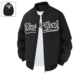 Men’s lightweight athletic jacket with letter print, casual campus varsity jacket for spring and autumn, thin design suitable for everyday wear, commuting, and light outdoor activities