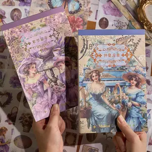 European Style Character Stickers Set, 30 Sheets + 20 Material Papers, Large Size Sticker Set for Journaling, Handmade Decorative Stickers