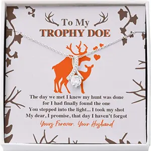 Wife Necklace, To My Trophy Doe Necklace From Your Husband Deer My Hunt Done Found The One