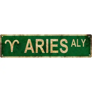 Vintage Aries Street Sign, Aries Aluminum Sign, Retro Metal Wall Decor Poster, Wall Art for Home Living Room Bedroom Decor