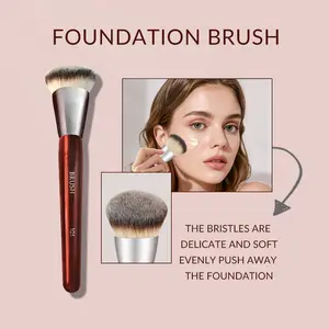 BK 101 Contoured Foundation Brush Makeup Brush Foundation Brush for Powder,Liquid or Cream Foundation Makeup Tools Soft Fiber Wool for Any Skin Type Bk-109（Mini） makeup brushes set Vegan Essentials Brush Set