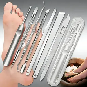 7pcs Stainless Steel Nail Care Kit, Tools for Dead Skin and Calluses, Unscented Cuticle Tools with Nail File & Cleaner, Foot Callus Remover, Foot File Tool, Pedicure Tool