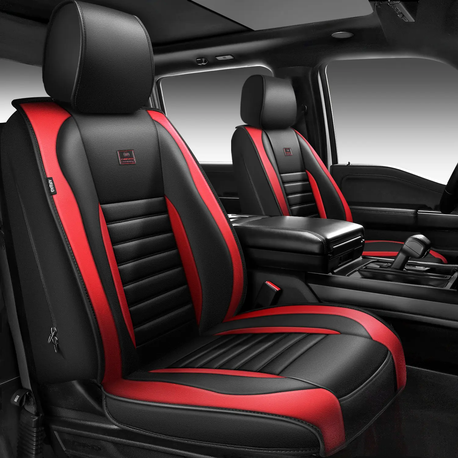 CAR PASS Nappa Leather Seat Covers Protection for Front Seats Universal Waterproof & Anti-Slip Design Airbag Compatible for Sedan, SUV, Pickup Truck Black 1 Count CAR PASS Nappa Leather Seat Covers Protection for Front Seats Universal Waterproof & Anti-Slip Design Airbag Compatible for Sedan, SUV, Pickup Truck Black 1 Count