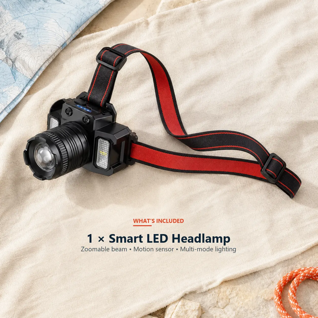 Super bright LED Headlamp Rechargeable，Adjustable Headband，High Lumen Long-Range Brightness，Rechargeable Battery，Outdoor Lighting Supplies