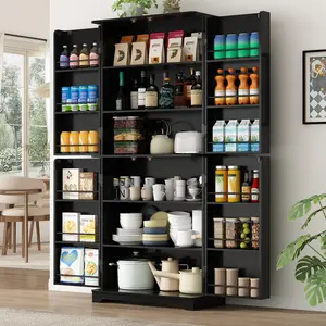 72" Tall Storage Cabinet, 4 Doors, Adjustable Shelving, Modern Pantry Cabinet for Kitchen, Dining Room & Living Room