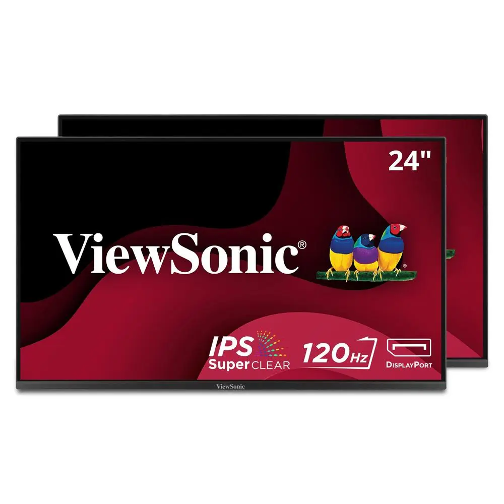 ViewSonic VA2456A-MHD 24" 1080p IPS Dual Pack Head-Only Monitors with 120Hz, Variable Refresh Rate, HDMI, DP, and VGA