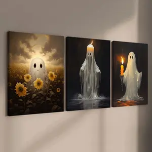 Ghost - Themed Creative Poster, Halloween Poster Decoration, Horror Theme, 3 Counts Modern Art Wall Decoration, Home Decoration Poster, Office, Living Room, Bedroom Wall Decor